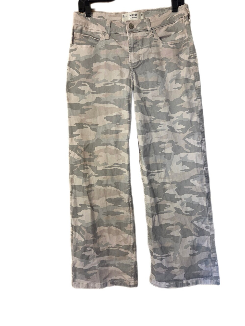 Hollister Camo Jeans Y2K 90's Gray Green Low Rise Baggy Size 6